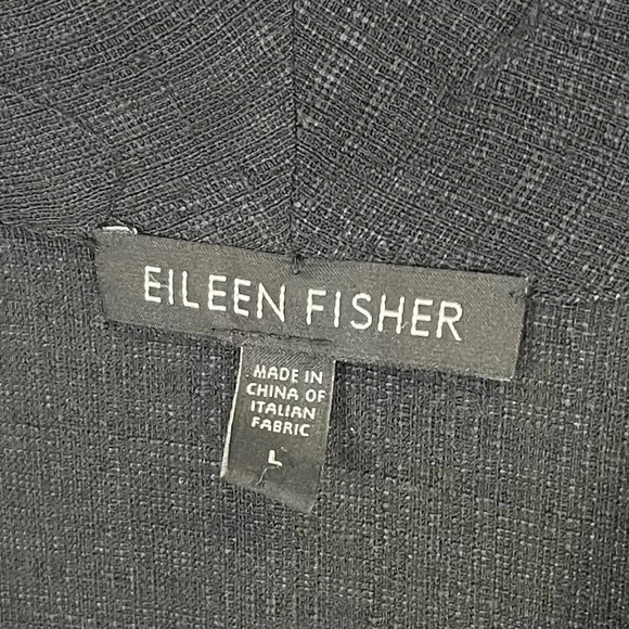 Eileen Fisher Jacket Womens Size Large Black Button Front Linen Button Front - Picture 6 of 10